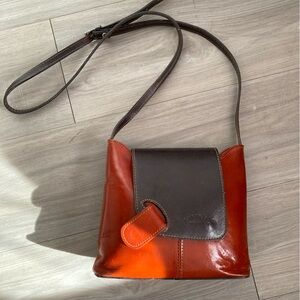 L’Artigiano Brown and Rust Leather Shoulder Bag